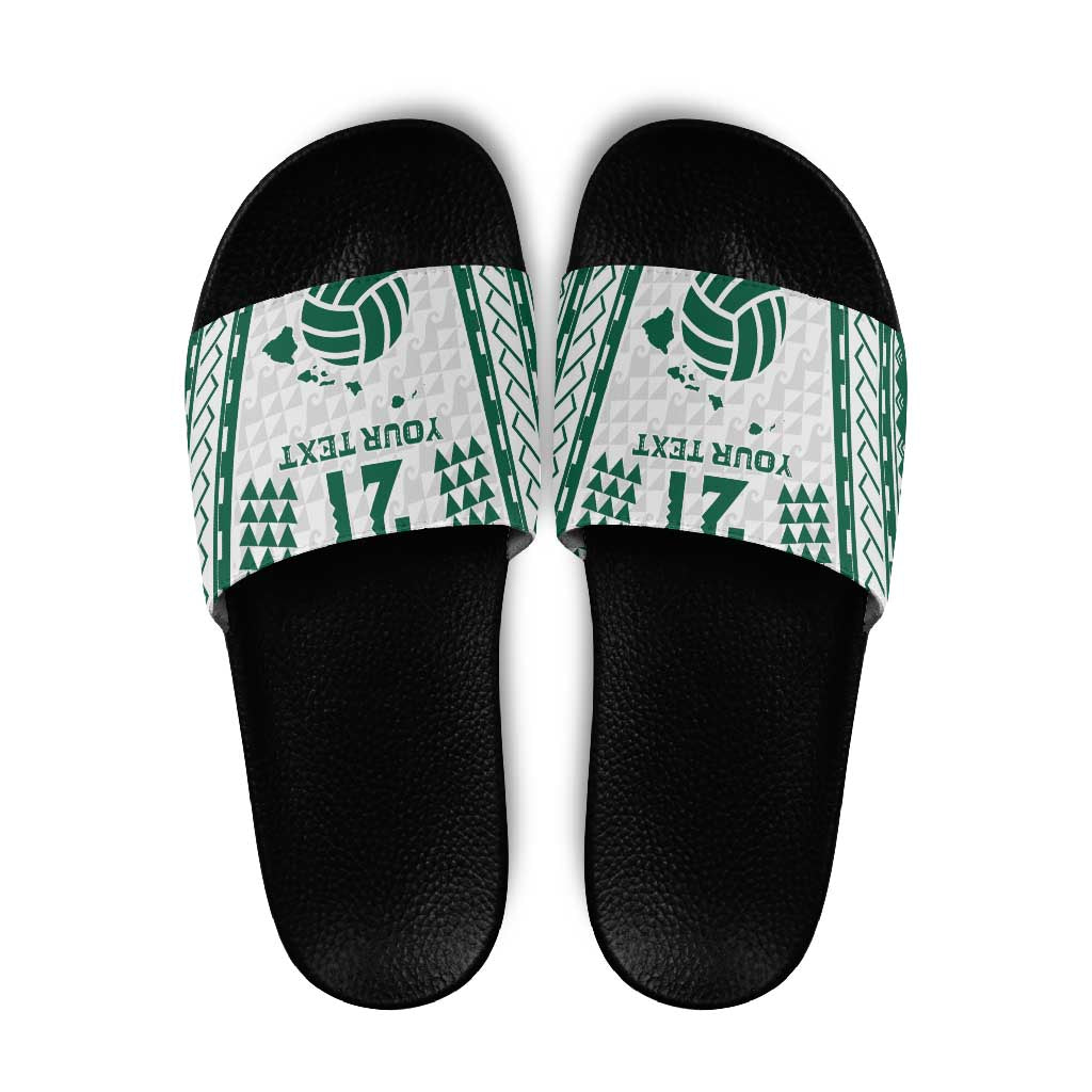 Polynesian Hawaii Volleyball Custom Slide Sandals White Kakau with Map Motif - Polynesian Pride