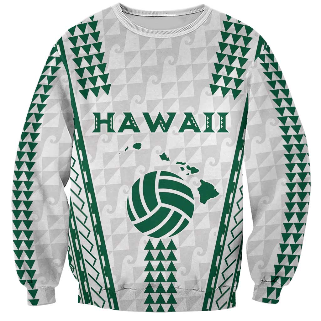 Polynesian Hawaii Volleyball Custom Sweatshirt White Kakau with Map Motif