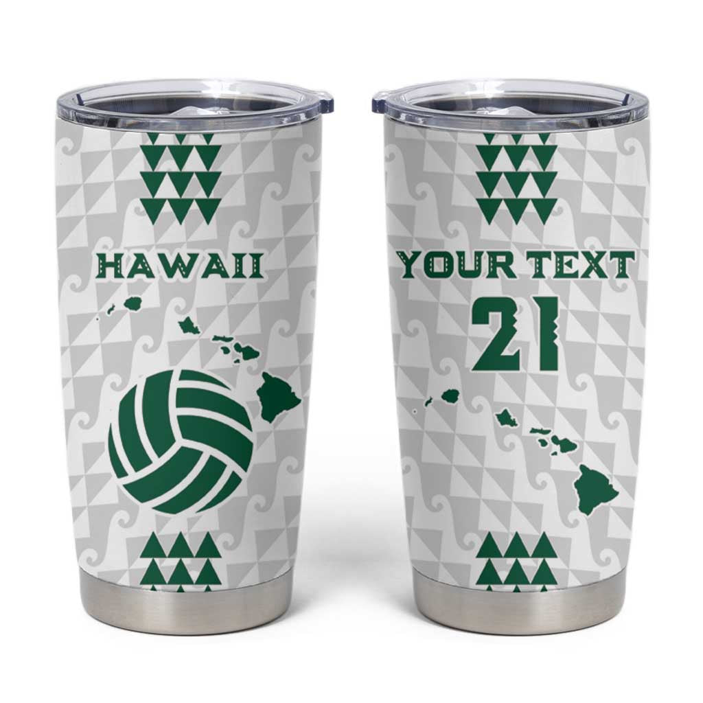 Polynesian Hawaii Volleyball Custom Tumbler Cup White Kakau with Map Motif