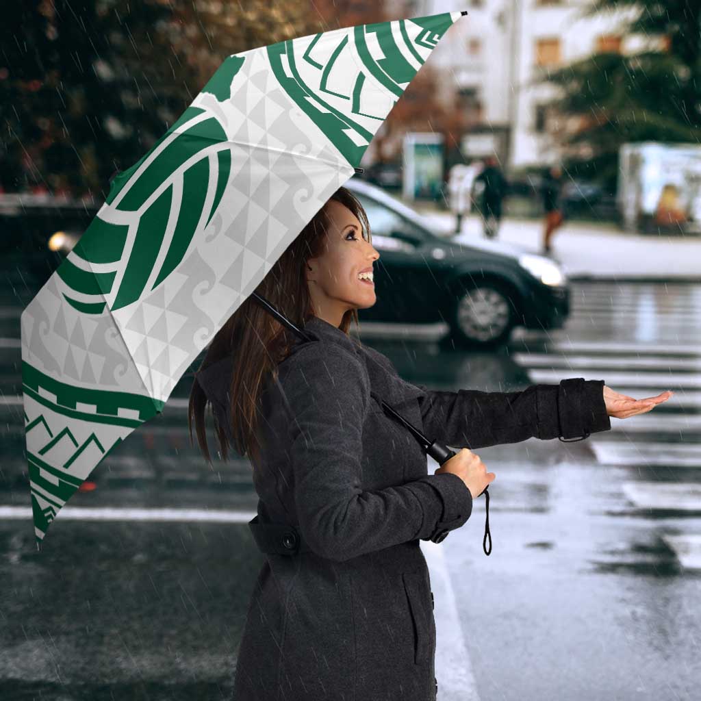 Polynesian Hawaii Volleyball Custom Umbrella White Kakau with Map Motif - Polynesian Pride