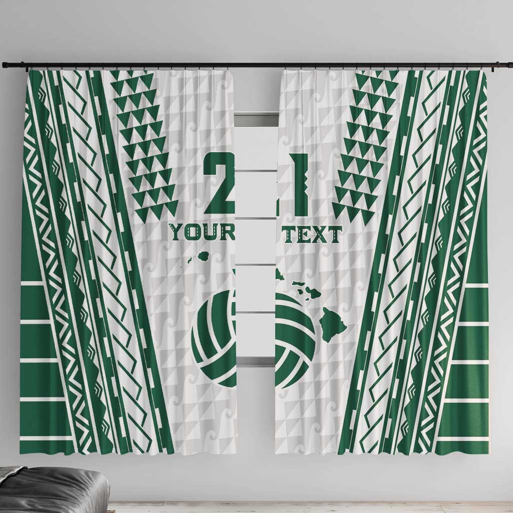 Polynesian Hawaii Volleyball Custom Window Curtain White Kakau with Map Motif