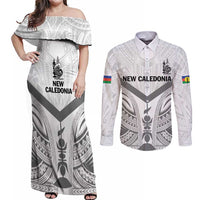 New Caledonia Football Custom Couples Matching Off Shoulder Maxi Dress and Long Sleeve Button Shirt Go Champions Les Cagous
