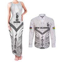 New Caledonia Football Custom Couples Matching Tank Maxi Dress and Long Sleeve Button Shirt Go Champions Les Cagous LT9 White - Polynesian Pride