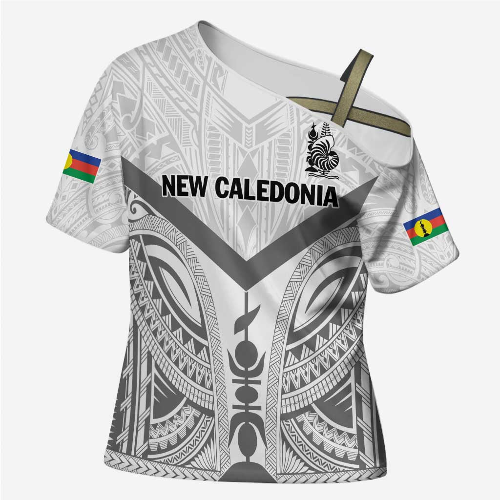 New Caledonia Football Custom Cross Shoulder Shirt Go Champions Les Cagous - Polynesian Pride