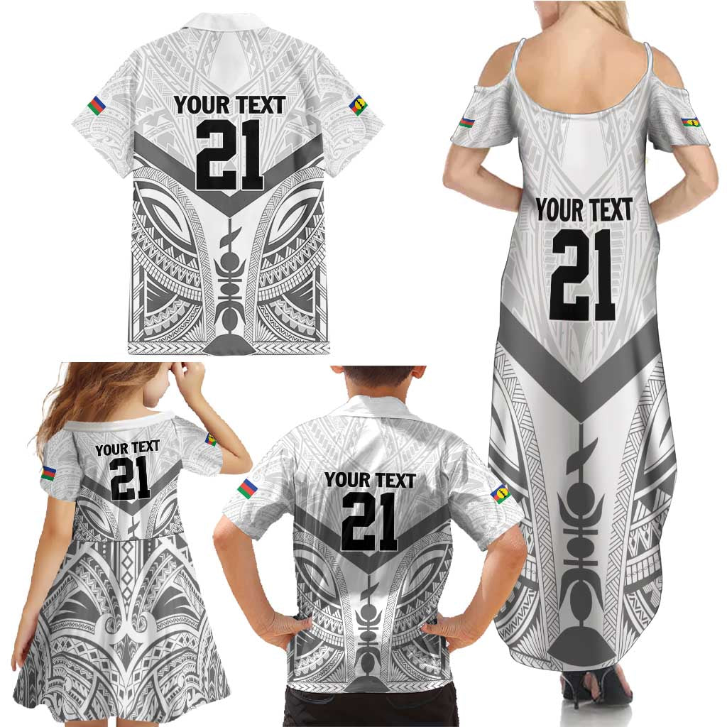 New Caledonia Football Custom Family Matching Summer Maxi Dress and Hawaiian Shirt Go Champions Les Cagous