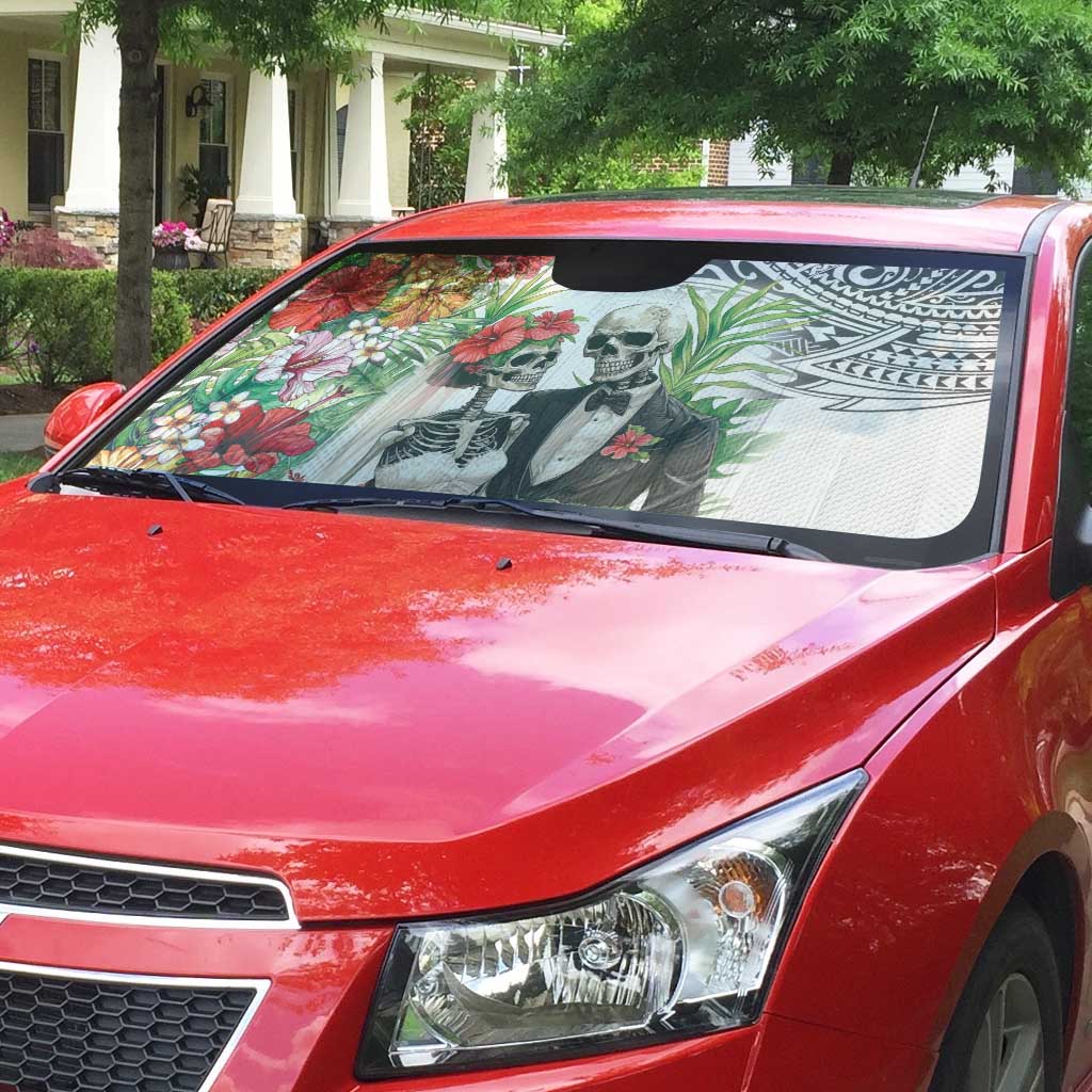 Skeleton Love for Valentine’s Day Auto Sun Shade Polynesian Tribal Love Forever - Polynesian Pride