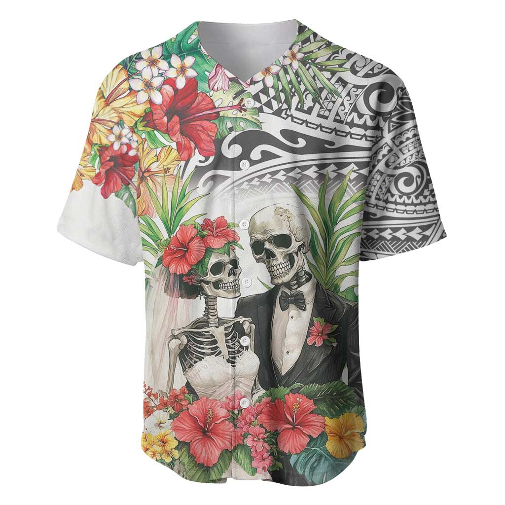 Skeleton Love for Valentine’s Day Baseball Jersey Polynesian Tribal Love Forever