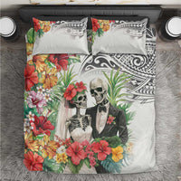 Skeleton Love for Valentines Day Bedding Set Polynesian Tribal Love Forever LT9 White - Polynesian Pride