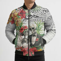 Skeleton Love for Valentine’s Day Bomber Puffer Jacket Polynesian Tribal Love Forever - Polynesian Pride