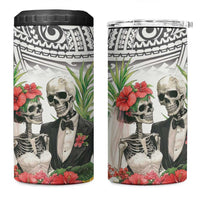 Skeleton Love for Valentine’s Day 4 in 1 Can Cooler Tumbler Polynesian Tribal Love Forever