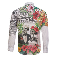 Skeleton Love for Valentines Day Family Matching Long Sleeve Bodycon Dress and Hawaiian Shirt Polynesian Tribal Love Forever LT9 - Polynesian Pride