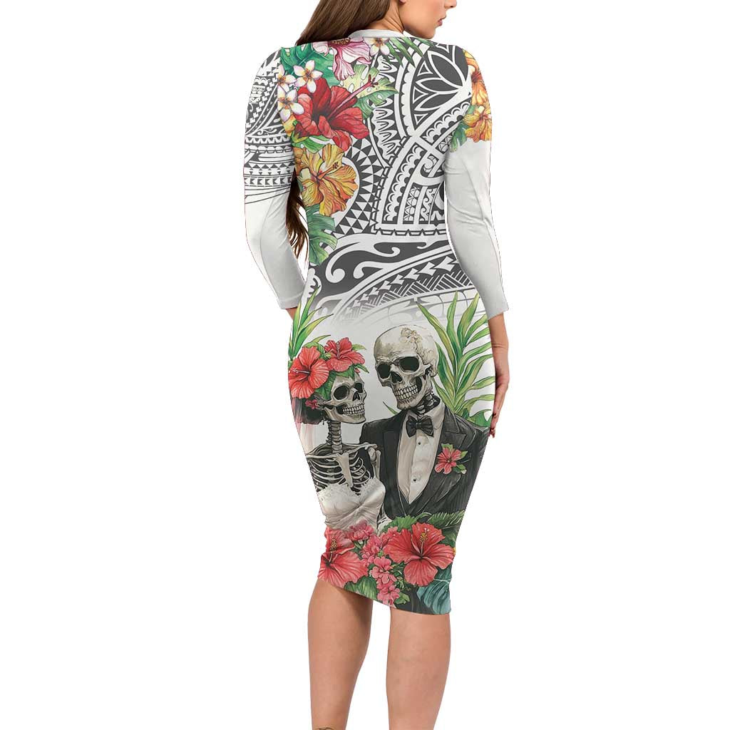 Skeleton Love for Valentines Day Family Matching Long Sleeve Bodycon Dress and Hawaiian Shirt Polynesian Tribal Love Forever LT9 - Polynesian Pride
