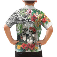 Skeleton Love for Valentines Day Family Matching Mermaid Dress and Hawaiian Shirt Polynesian Tribal Love Forever LT9 - Polynesian Pride