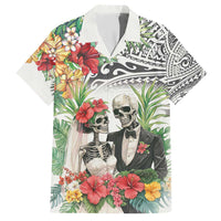 Skeleton Love for Valentines Day Family Matching Short Sleeve Bodycon Dress and Hawaiian Shirt Polynesian Tribal Love Forever LT9 Dad's Shirt - Short Sleeve White - Polynesian Pride