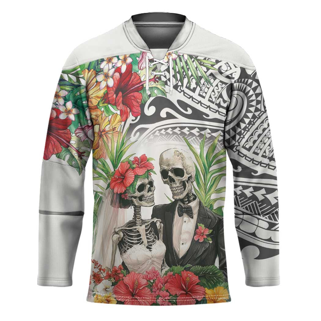 Skeleton Love for Valentine’s Day Hockey Jersey Polynesian Tribal Love Forever - Polynesian Pride