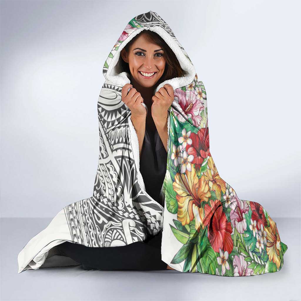 Skeleton Love for Valentine’s Day Hooded Blanket Polynesian Tribal Love Forever