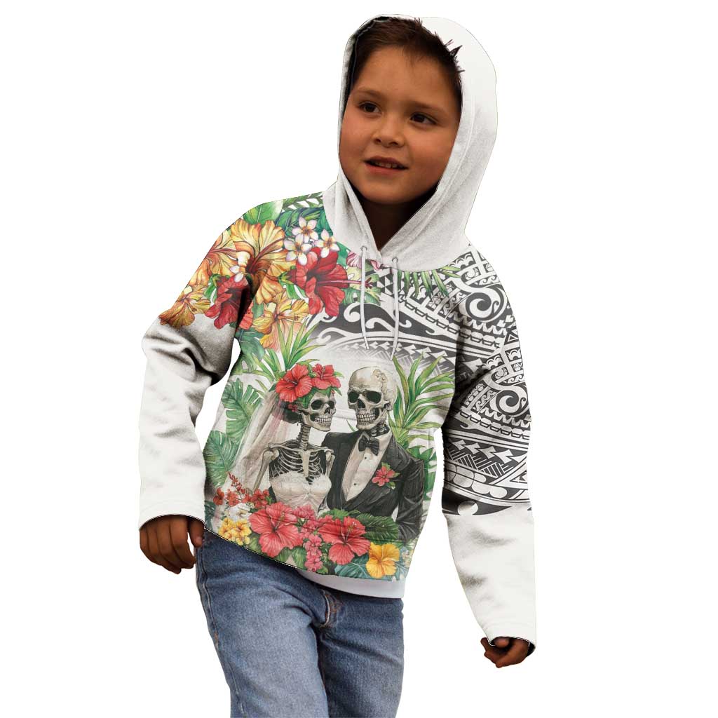 Skeleton Love for Valentine’s Day Kid Hoodie Polynesian Tribal Love Forever