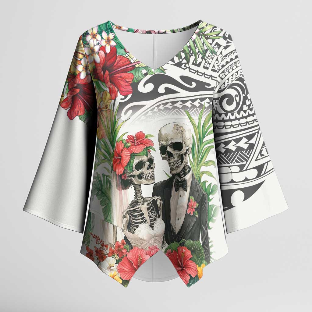 Skeleton Love for Valentine’s Day Kimono Sleeve Blouse Polynesian Tribal Love Forever - Polynesian Pride