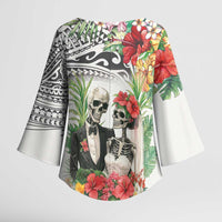 Skeleton Love for Valentine’s Day Kimono Sleeve Blouse Polynesian Tribal Love Forever - Polynesian Pride
