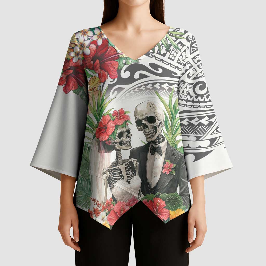 Skeleton Love for Valentine’s Day Kimono Sleeve Blouse Polynesian Tribal Love Forever - Polynesian Pride