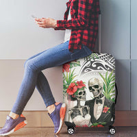 Skeleton Love for Valentine’s Day Luggage Cover Polynesian Tribal Love Forever