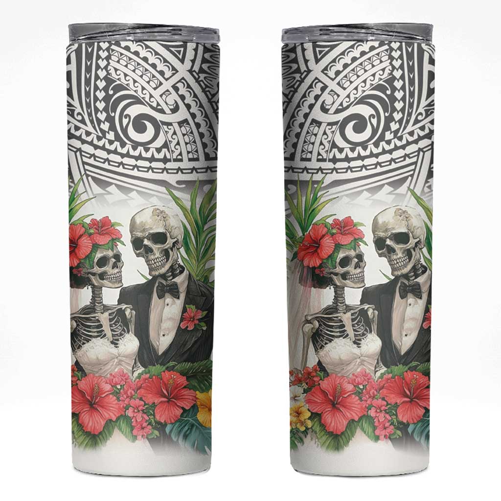 Skeleton Love for Valentine’s Day Skinny Tumbler Polynesian Tribal Love Forever