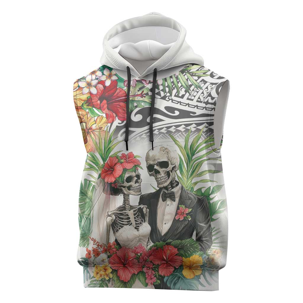 Skeleton Love for Valentine’s Day Sleeveless Hoodie Polynesian Tribal Love Forever - Polynesian Pride