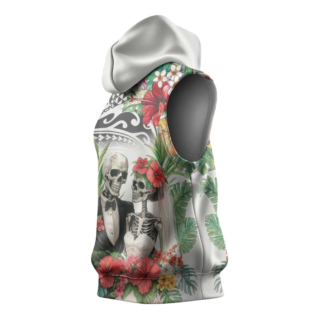 Skeleton Love for Valentine’s Day Sleeveless Hoodie Polynesian Tribal Love Forever - Polynesian Pride