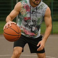 Skeleton Love for Valentine’s Day Sleeveless Hoodie Polynesian Tribal Love Forever - Polynesian Pride