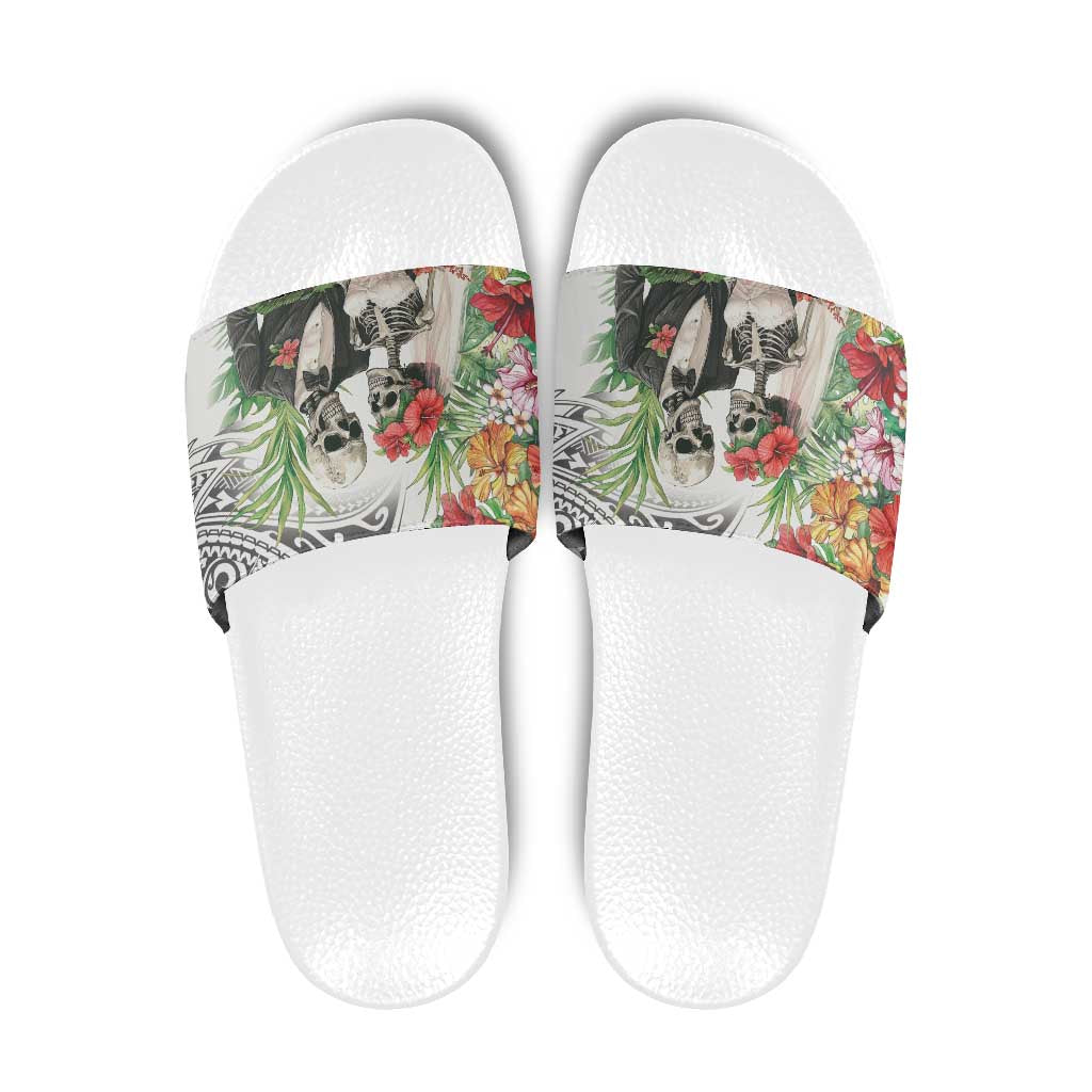 Skeleton Love for Valentine’s Day Slide Sandals Polynesian Tribal Love Forever - Polynesian Pride