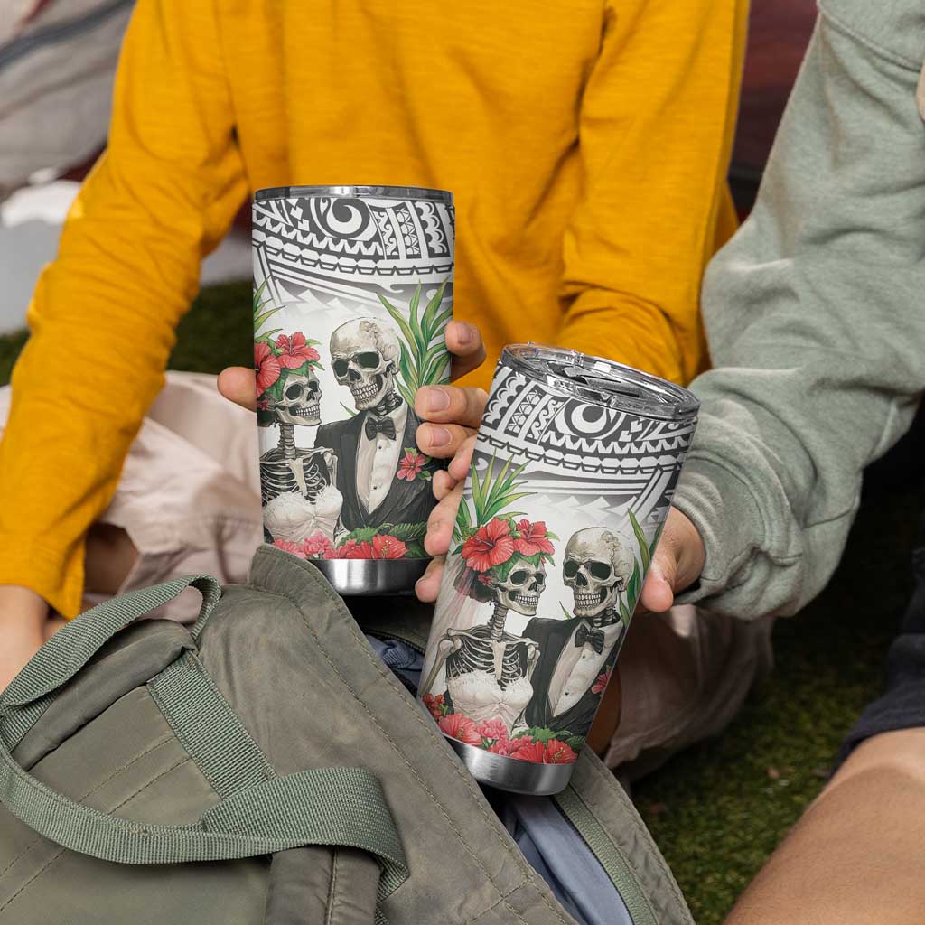 Skeleton Love for Valentine’s Day Tumbler Cup Polynesian Tribal Love Forever