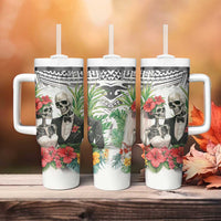 Skeleton Love for Valentine’s Day Tumbler With Handle Polynesian Tribal Love Forever