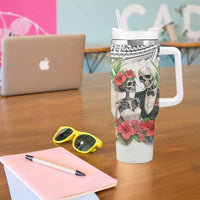 Skeleton Love for Valentine’s Day Tumbler With Handle Polynesian Tribal Love Forever
