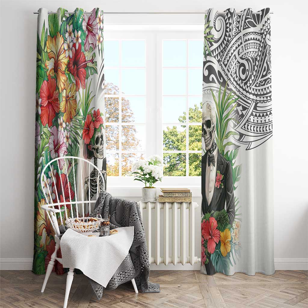 Skeleton Love for Valentine’s Day Window Curtain Polynesian Tribal Love Forever