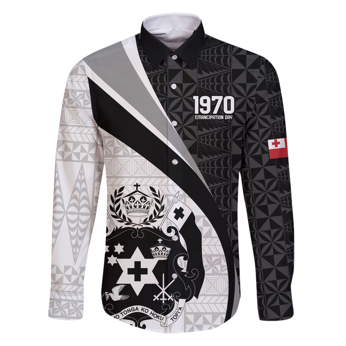 Personalised Tonga Emancipation Day Family Matching Short Sleeve Bodycon Dress and Hawaiian Shirt Since 1970 Ngatu Tribal Pattern LT9 Dad's Shirt - Long Sleeve Black - Polynesian Pride