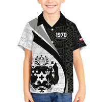 Personalised Tonga Emancipation Day Family Matching Short Sleeve Bodycon Dress and Hawaiian Shirt Since 1970 Ngatu Tribal Pattern LT9 Son's Shirt Black - Polynesian Pride