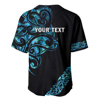All Black Maori Tribal Tattoo Personalised Baseball Jersey Polynesian Style