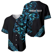 All Black Maori Tribal Tattoo Personalised Baseball Jersey Polynesian Style
