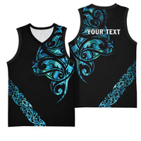 All Black Maori Tribal Tattoo Personalised Basketball Jersey Polynesian Style - Polynesian Pride