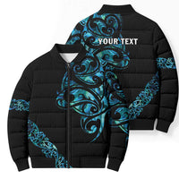 All Black Maori Tribal Tattoo Personalised Bomber Puffer Jacket Polynesian Style - Polynesian Pride