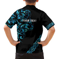 All Black Maori Tribal Tattoo Personalised Family Matching Long Sleeve Bodycon Dress and Hawaiian Shirt Polynesian Style