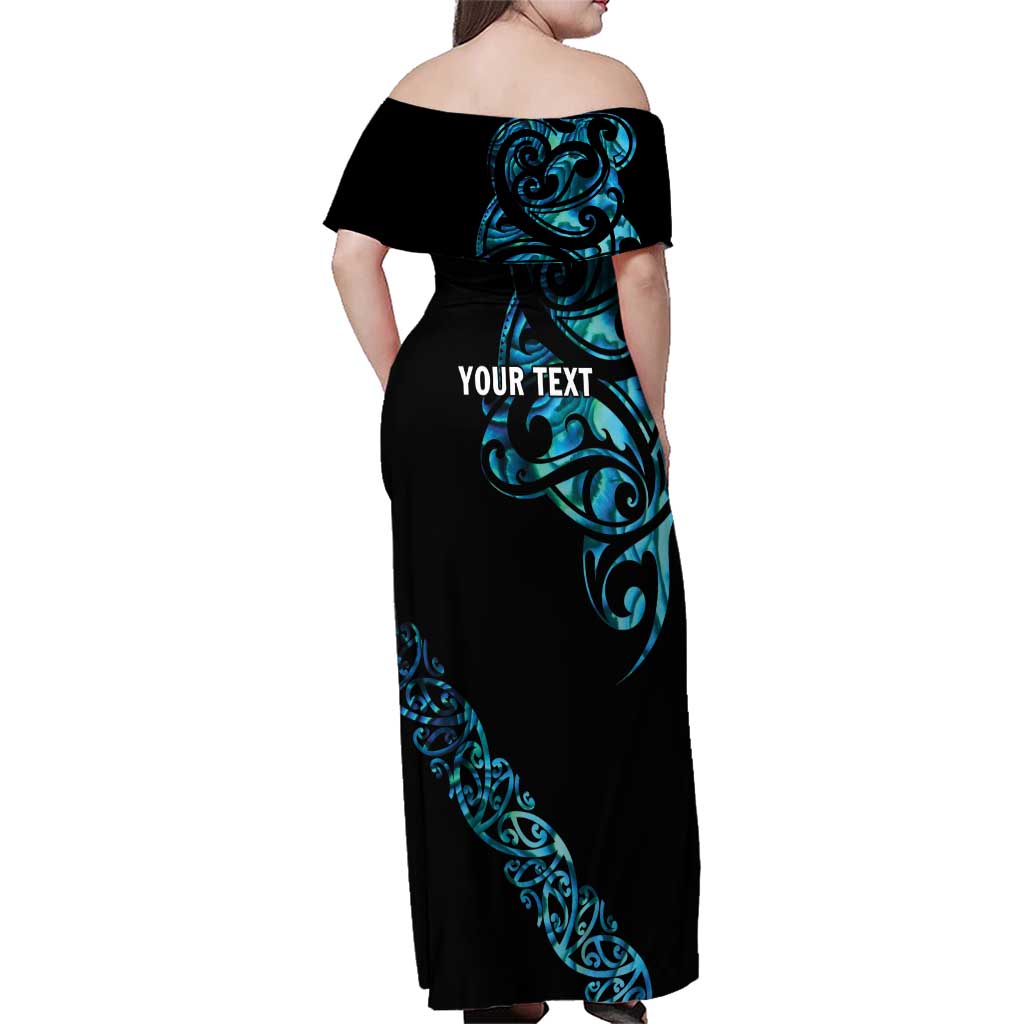 All Black Maori Tribal Tattoo Personalised Family Matching Off Shoulder Maxi Dress and Hawaiian Shirt Polynesian Style LT9 - Polynesian Pride