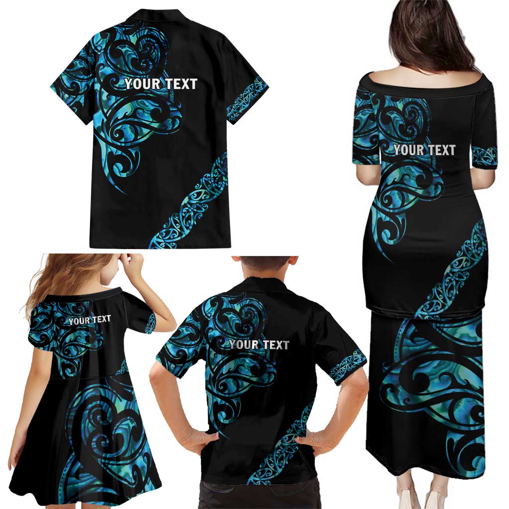 All Black Maori Tribal Tattoo Personalised Family Matching Puletasi and Hawaiian Shirt Polynesian Style LT9 - Polynesian Pride