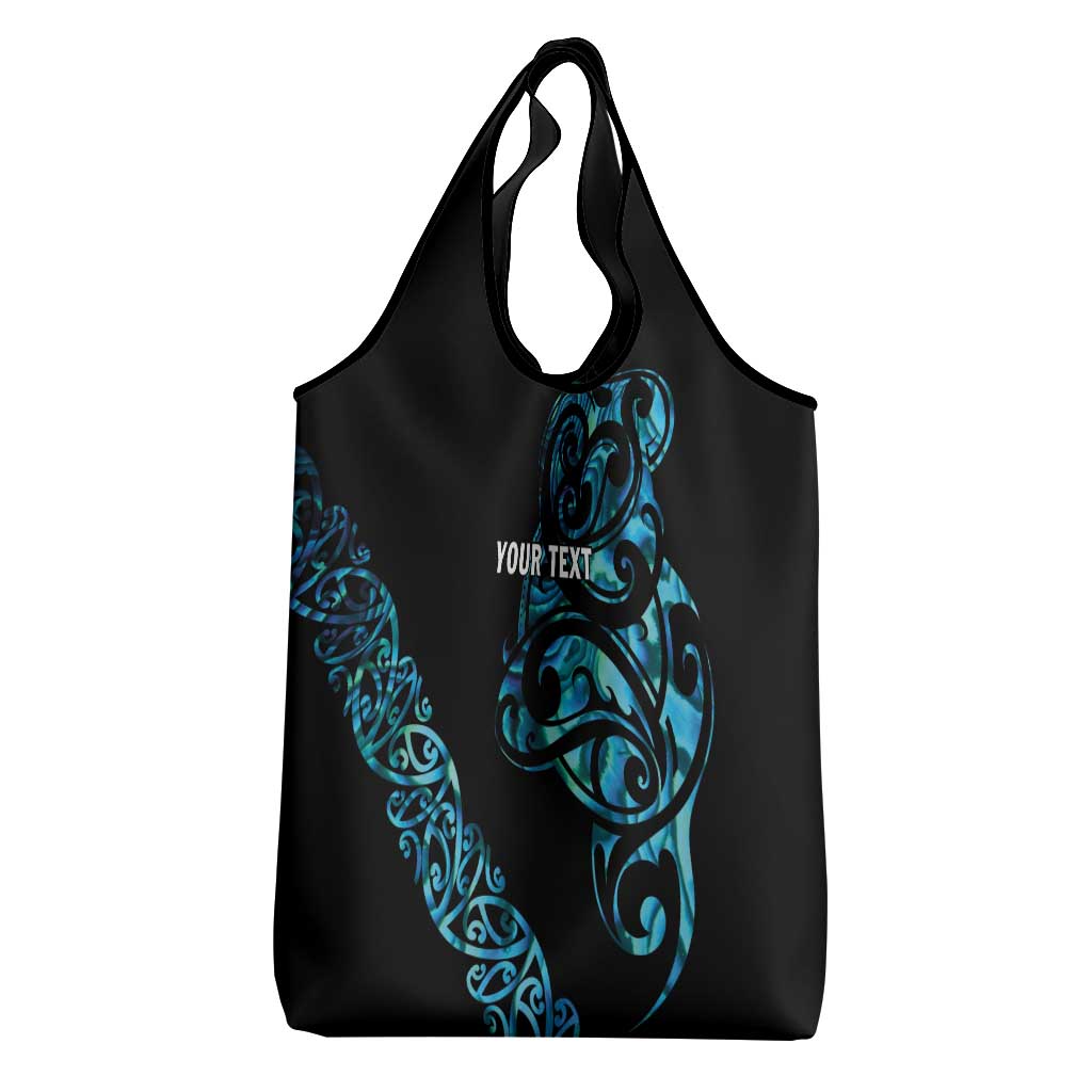 All Black Maori Tribal Tattoo Personalised Grocery Bag Polynesian Style
