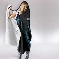All Black Maori Tribal Tattoo Personalised Hooded Blanket Polynesian Style