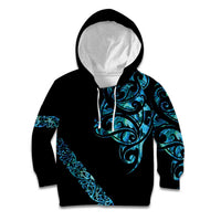 All Black Maori Tribal Tattoo Personalised Kid Hoodie Polynesian Style