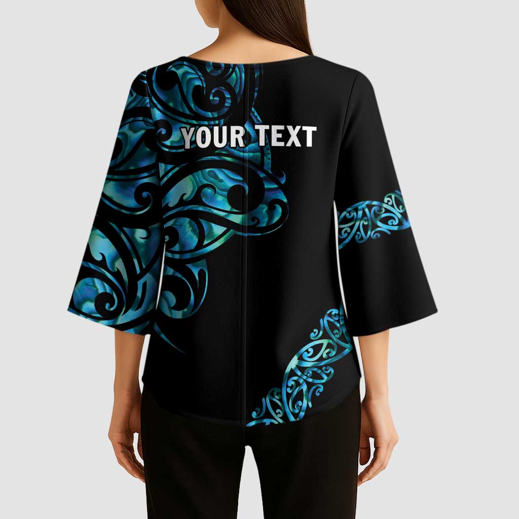 All Black Maori Tribal Tattoo Personalised Kimono Sleeve Blouse Polynesian Style - Polynesian Pride