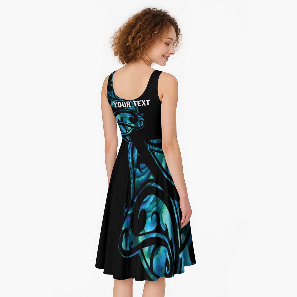 All Black Maori Tribal Tattoo Personalised Midi Dress Polynesian Style - Polynesian Pride