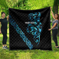 All Black Maori Tribal Tattoo Personalised Quilt Polynesian Style