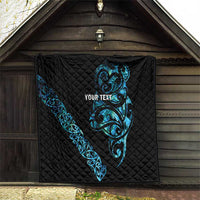 All Black Maori Tribal Tattoo Personalised Quilt Polynesian Style